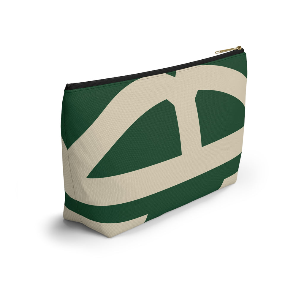Signia Block Accessory Pouch, Dark Green & Cream