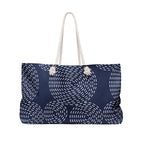 Nautical Swirls Packable Oversized Multipurpose Weekender Bag, Carryall Tote, Beach Bag, Blue/White