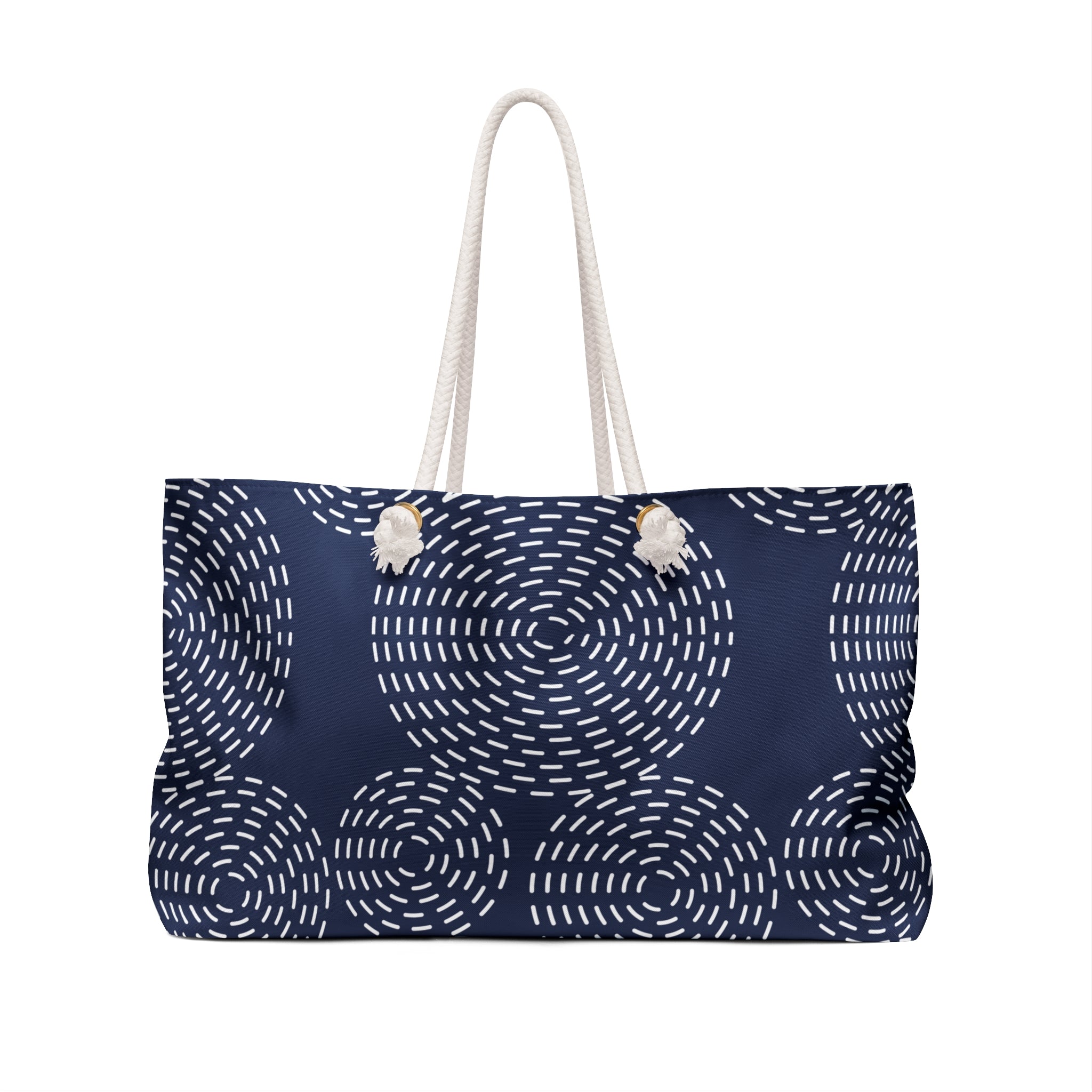Nautical Swirls Packable Oversized Multipurpose Weekender Bag, Carryall Tote, Beach Bag, Blue/White