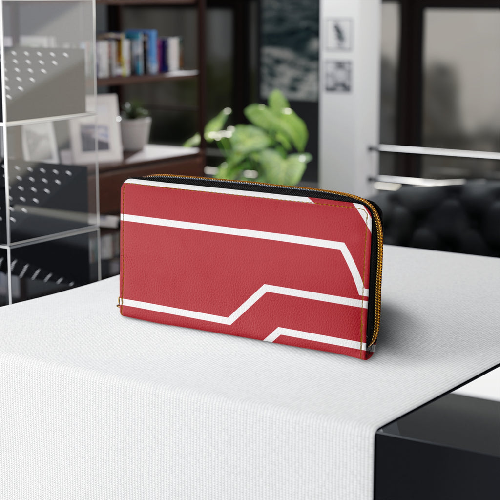 The Signia Custom Monogram Geometric Zipper Wallet, Red/White