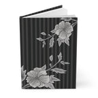 Gray Rose & Pinstripe Bloom Hardcover Journal Lined Notebook for Notes & Planning, Gray/Black