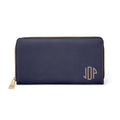 The MonoTone Personalized Monogram Zipper Wallet, Navy Blue