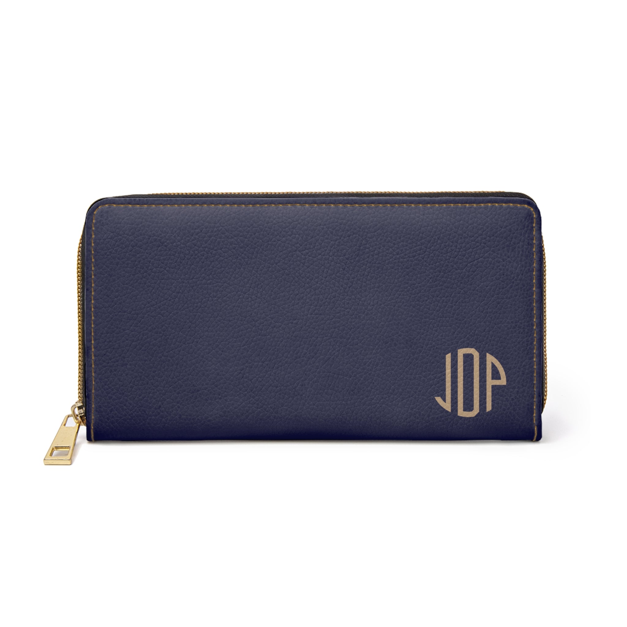 The MonoTone Personalized Monogram Zipper Wallet, Navy Blue