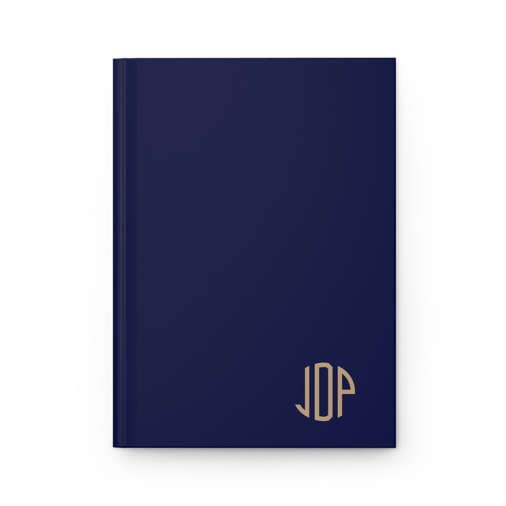 The MonoTone Monogram Hardcover Journal Lined Notebook for Notes and Planning, Navy Blue