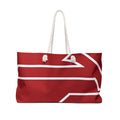 The Signia Custom Monogram Geometric Packable Oversized Multipurpose Weekender Bag, Carryall Tote, Beach Bag, Red/White