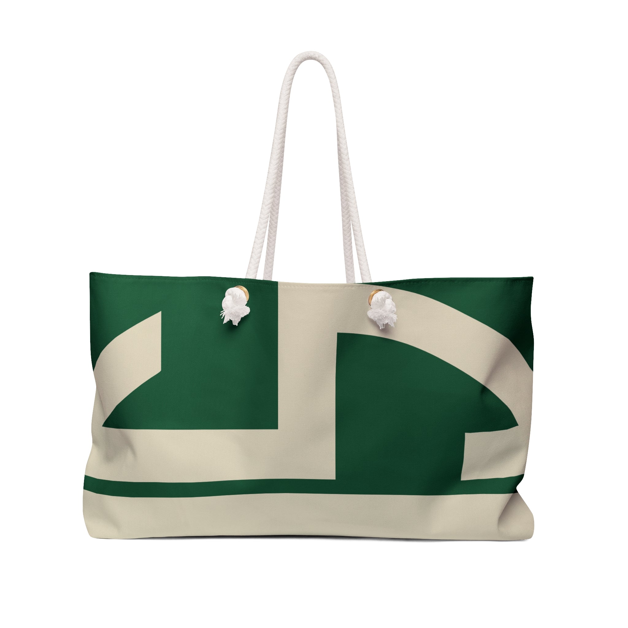 Signia Block Packable Tote, Dark Green & Cream