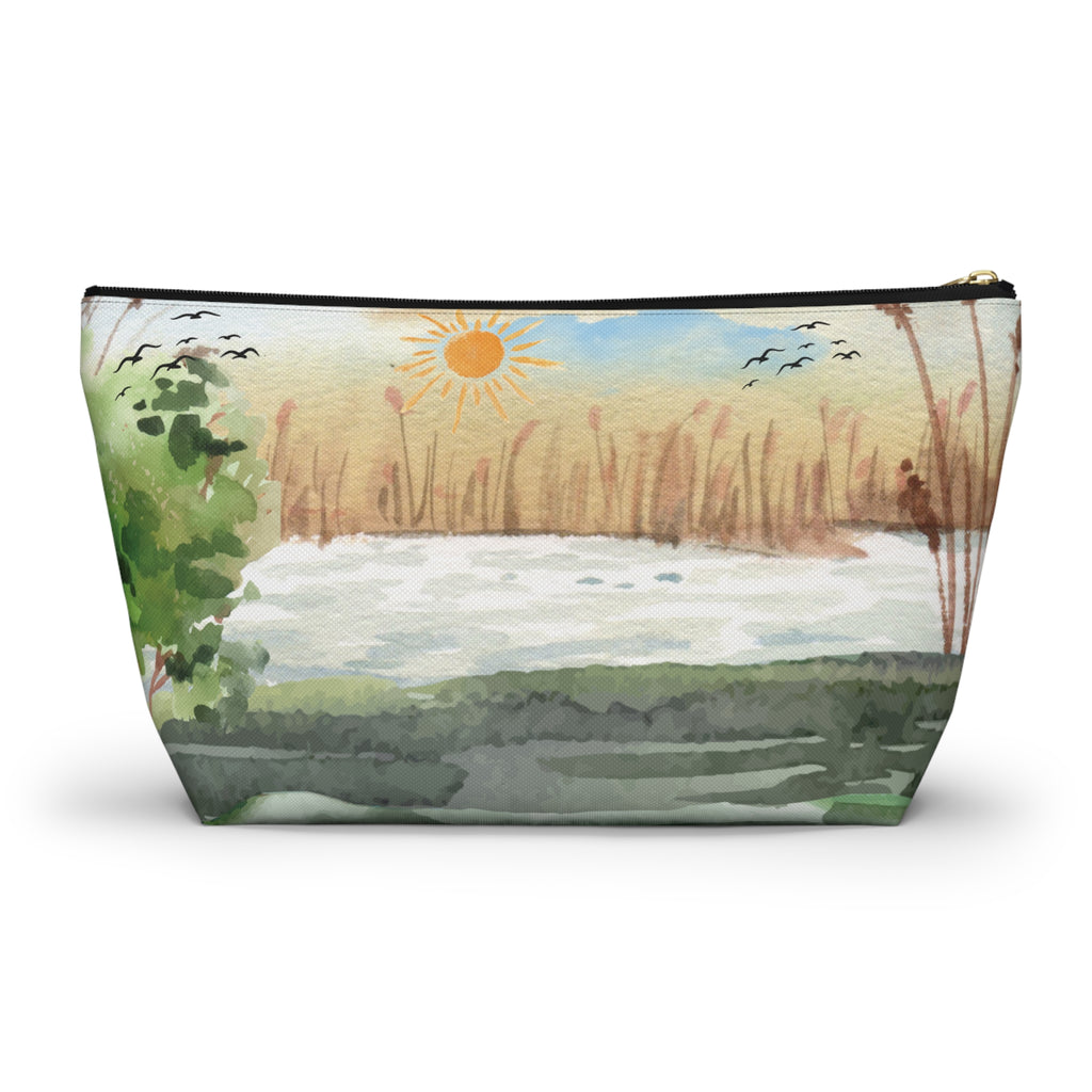 At The River T-Bottom Travel Pouch — Chic Multipurpose Organizer for Toiletries, Makeup & On-the-Go Essentials