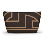 The Signia Custom Monogram Geometric T-Bottom Multipurpose Organizer Toiletry Travel Pouch, Brown/Tan