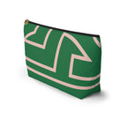 The Signia Custom Monogram Geometric T-Bottom Multipurpose Organizer Toiletry Travel Pouch, Green/Pink