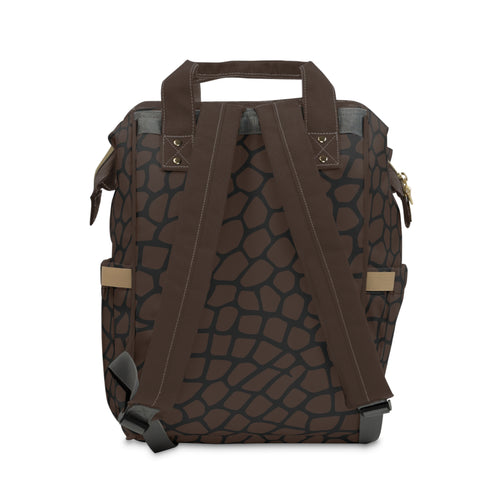 Brown Giraffe Print Travel Backpack Carryon, Brown/Black