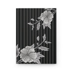 Gray Rose & Pinstripe Bloom Hardcover Journal Lined Notebook for Notes & Planning, Gray/Black