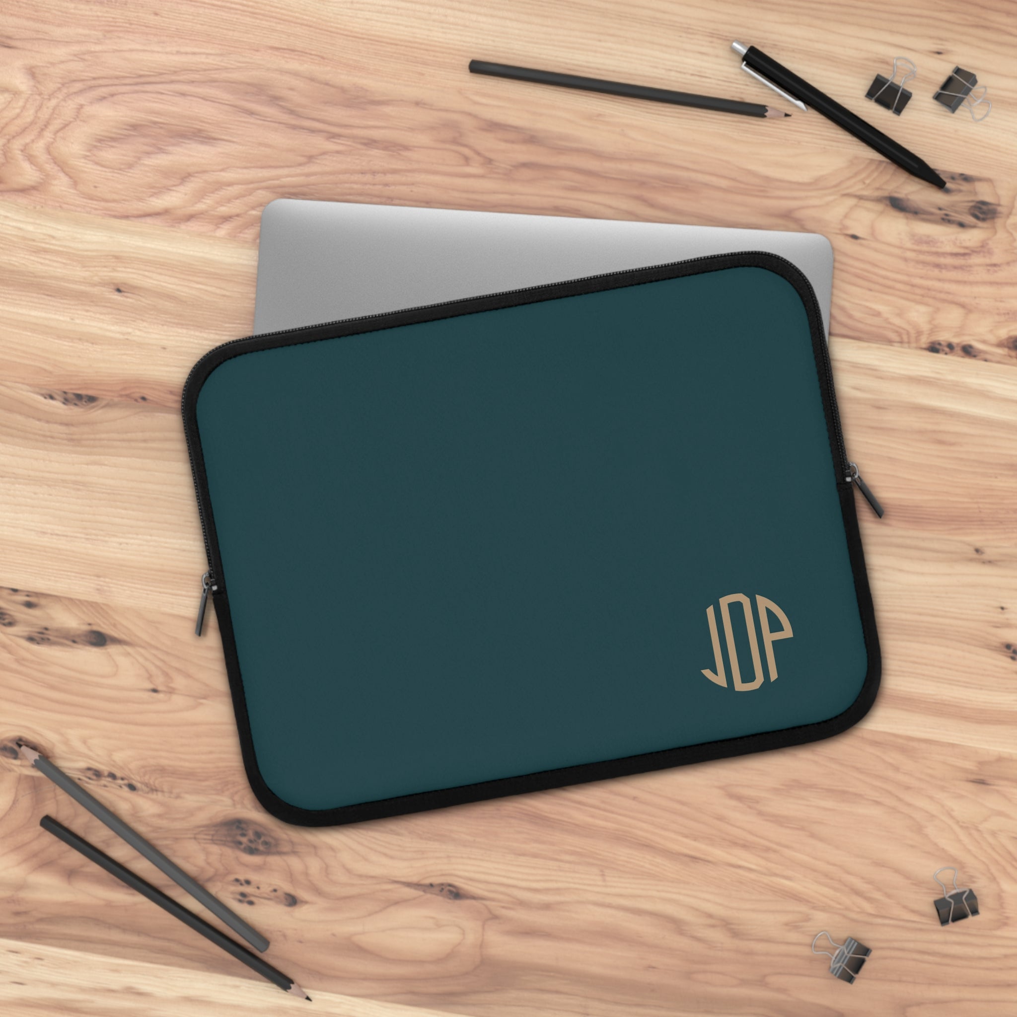 The MonoTone Monogram Tablet Laptop Sleeve, Multiple Sizes, Teal Blue