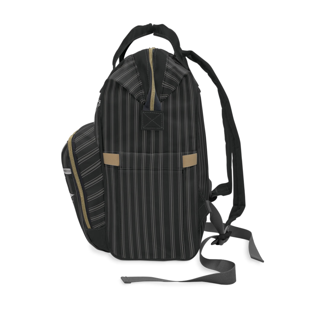 Gray Rose & Pinstripe Collection Multifunctional Backpack Carryon, Gray/Black