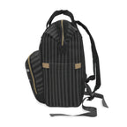 Gray Rose & Pinstripe Collection Multifunctional Backpack Carryon, Gray/Black