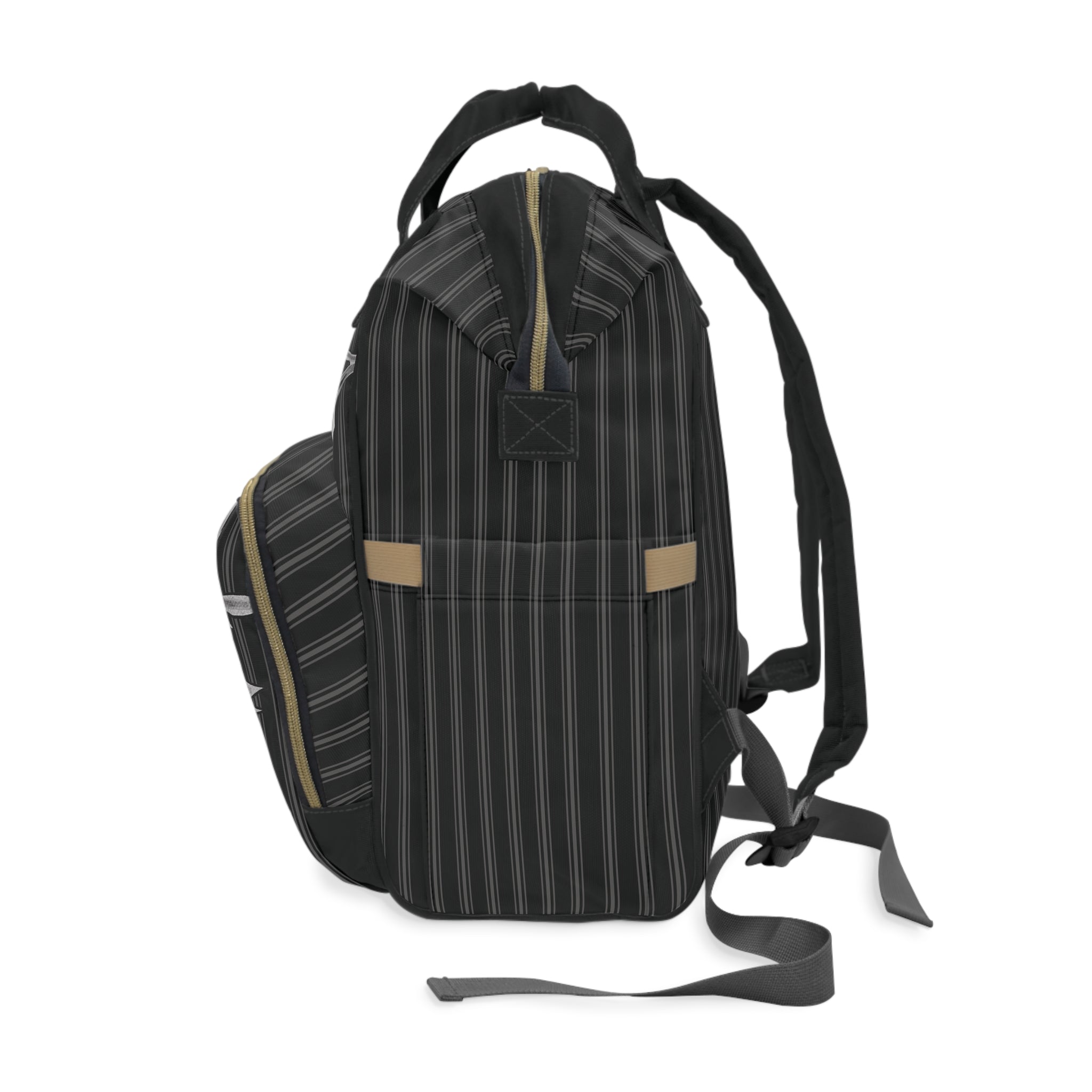 Gray Rose & Pinstripe Collection Multifunctional Backpack Carryon, Gray/Black