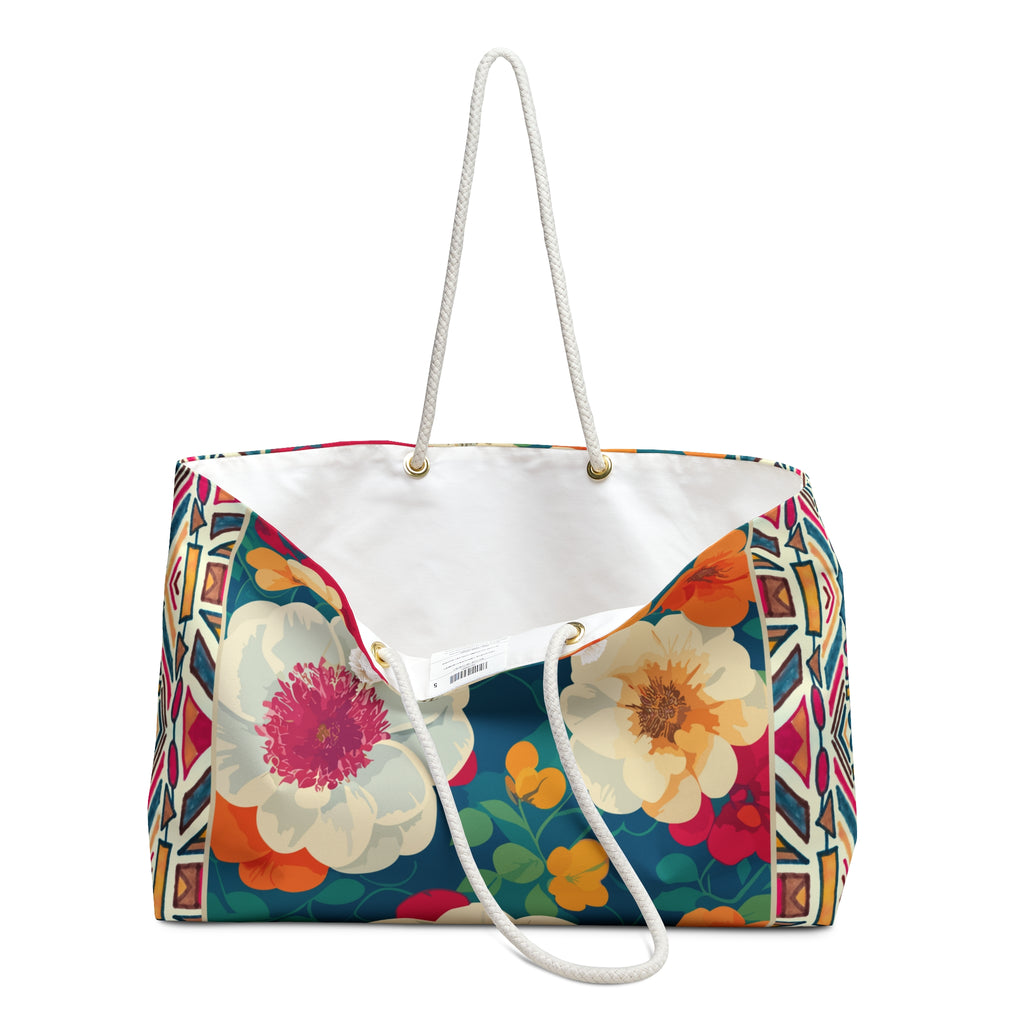 Aztec Floral Packable Oversized Multipurpose Weekender Bag, Carryall Tote, Beach Bag, Multicolor
