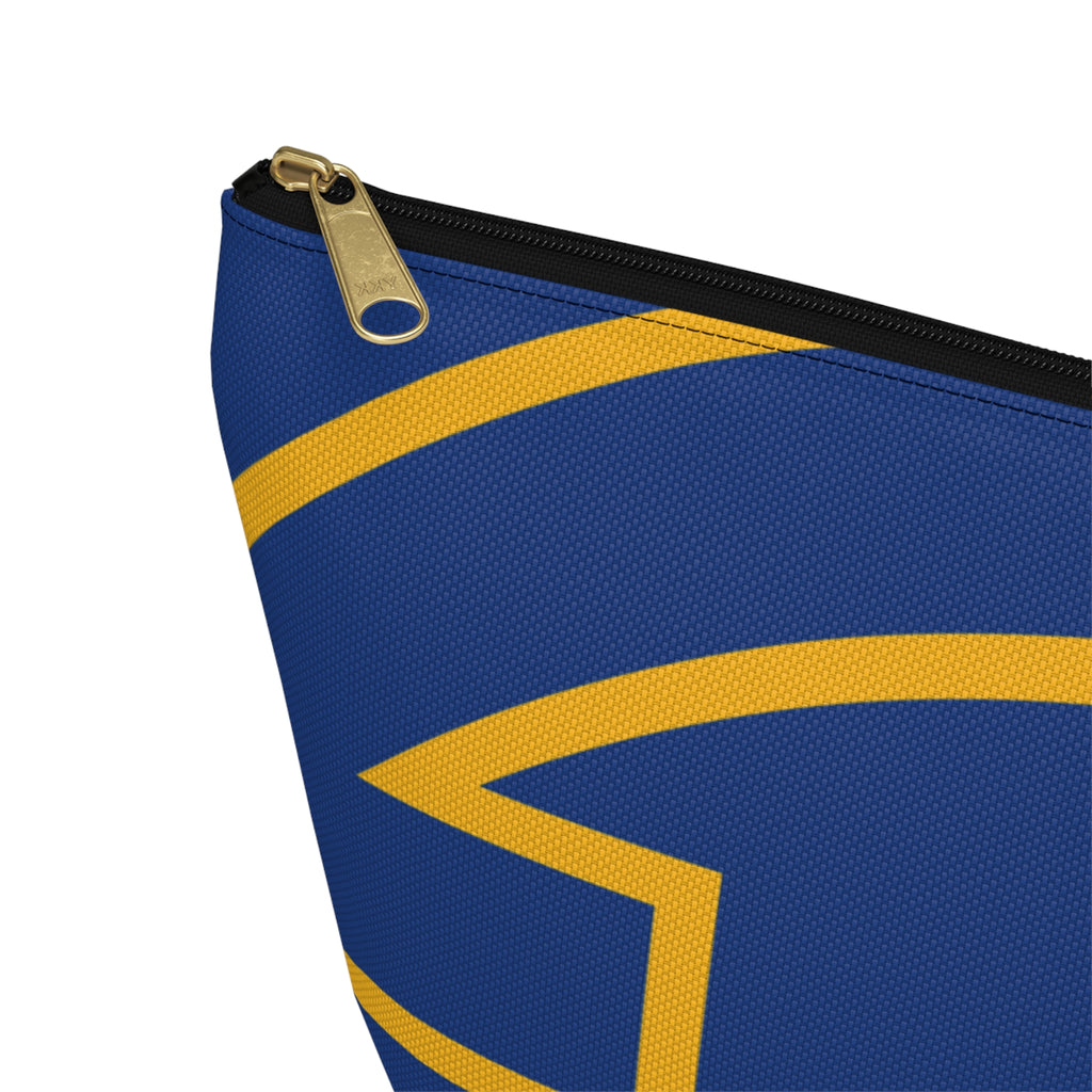 The Signia Custom Monogram Geometric T-Bottom Multipurpose Organizer Toiletry Travel Pouch, Blue/Yellow