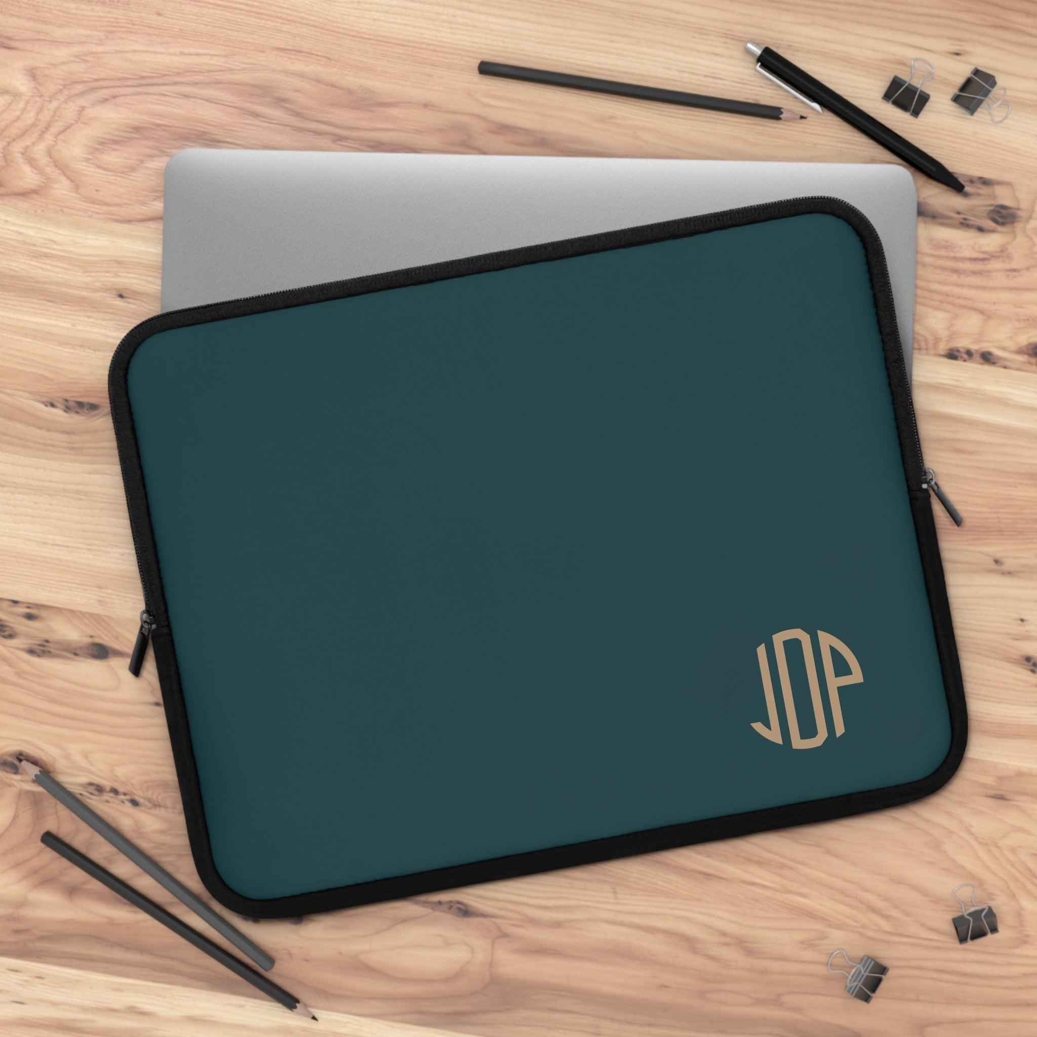 The MonoTone Monogram Tablet Laptop Sleeve, Multiple Sizes, Teal Blue