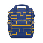 The Signia Custom Monogram Collection Multifunctional Backpack Carryon Bag, Blue/Yellow