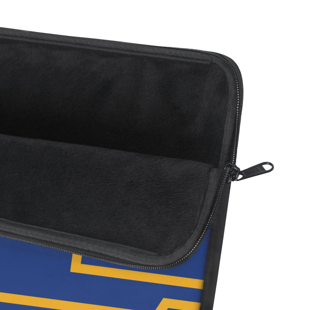 The Signia Custom Monogram Laptop Sleeve, Blue/Yellow Gold