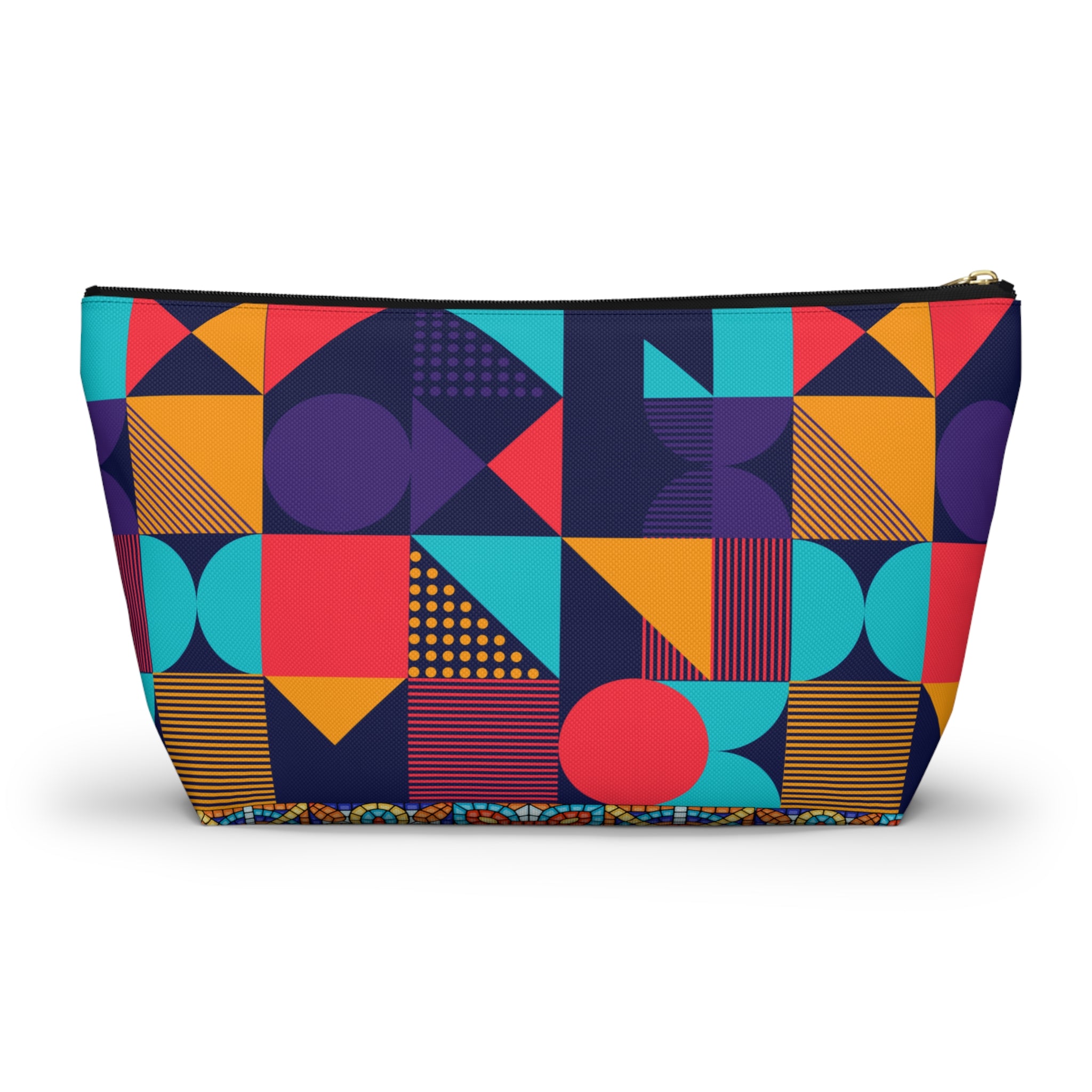 Colorful Geometric Fish Print T-Bottom Multipurpose Organizer Toiletry Travel Pouch, Multicolors