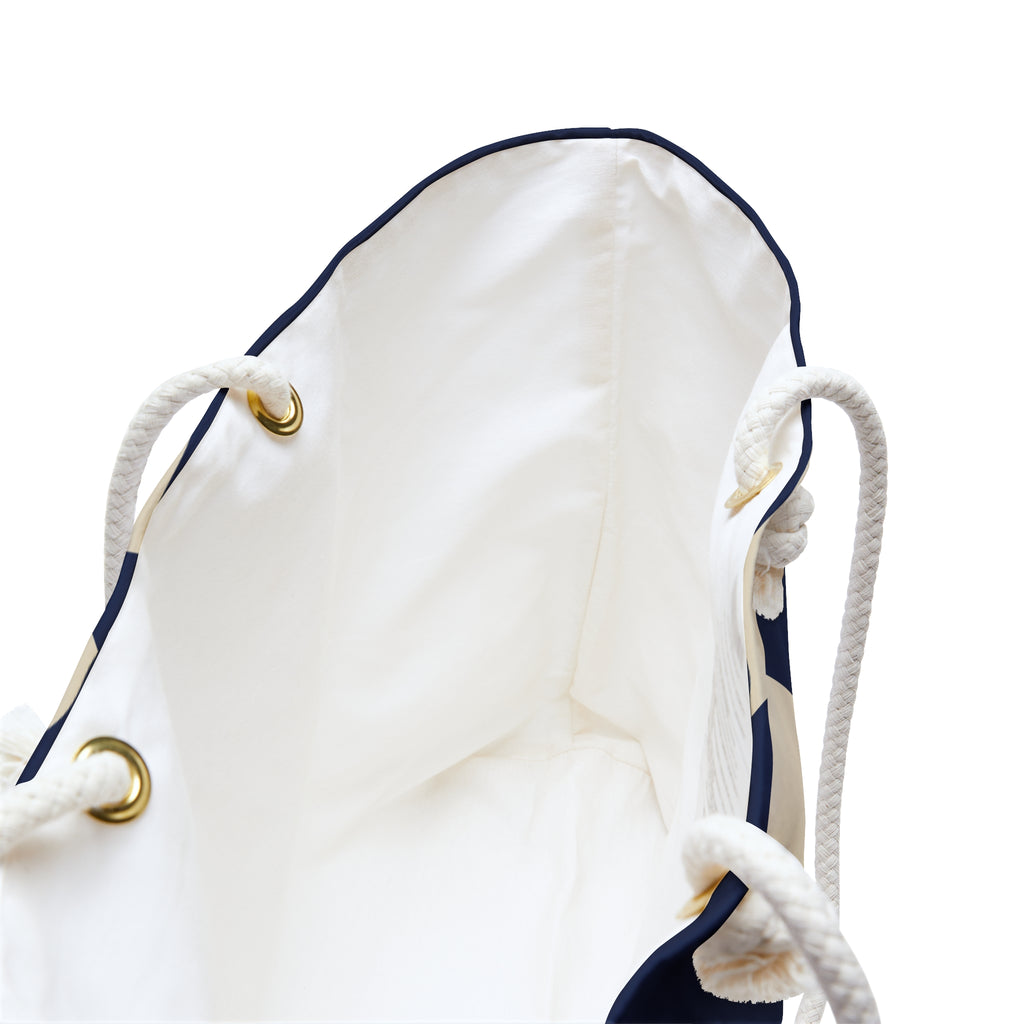 Signia Block Packable Tote, Navy & Cream