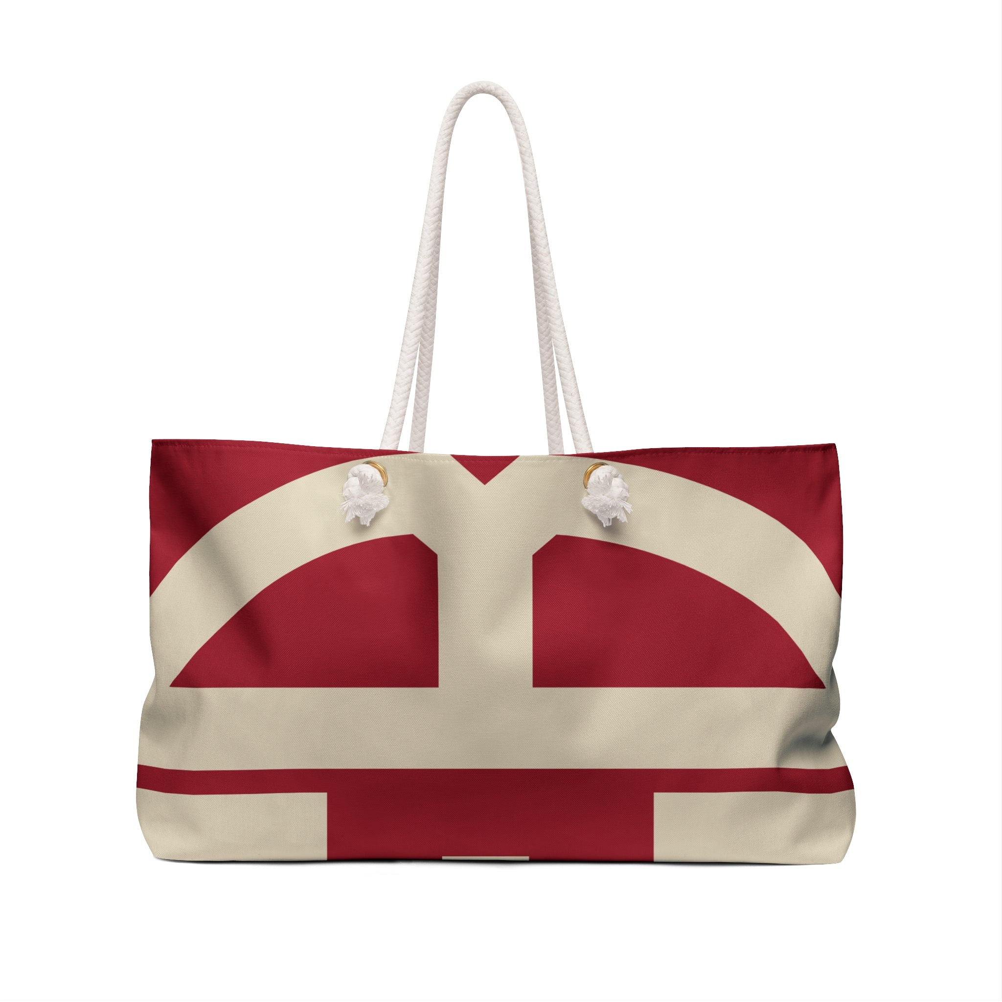 Signia Block Packable Tote, Red & Cream