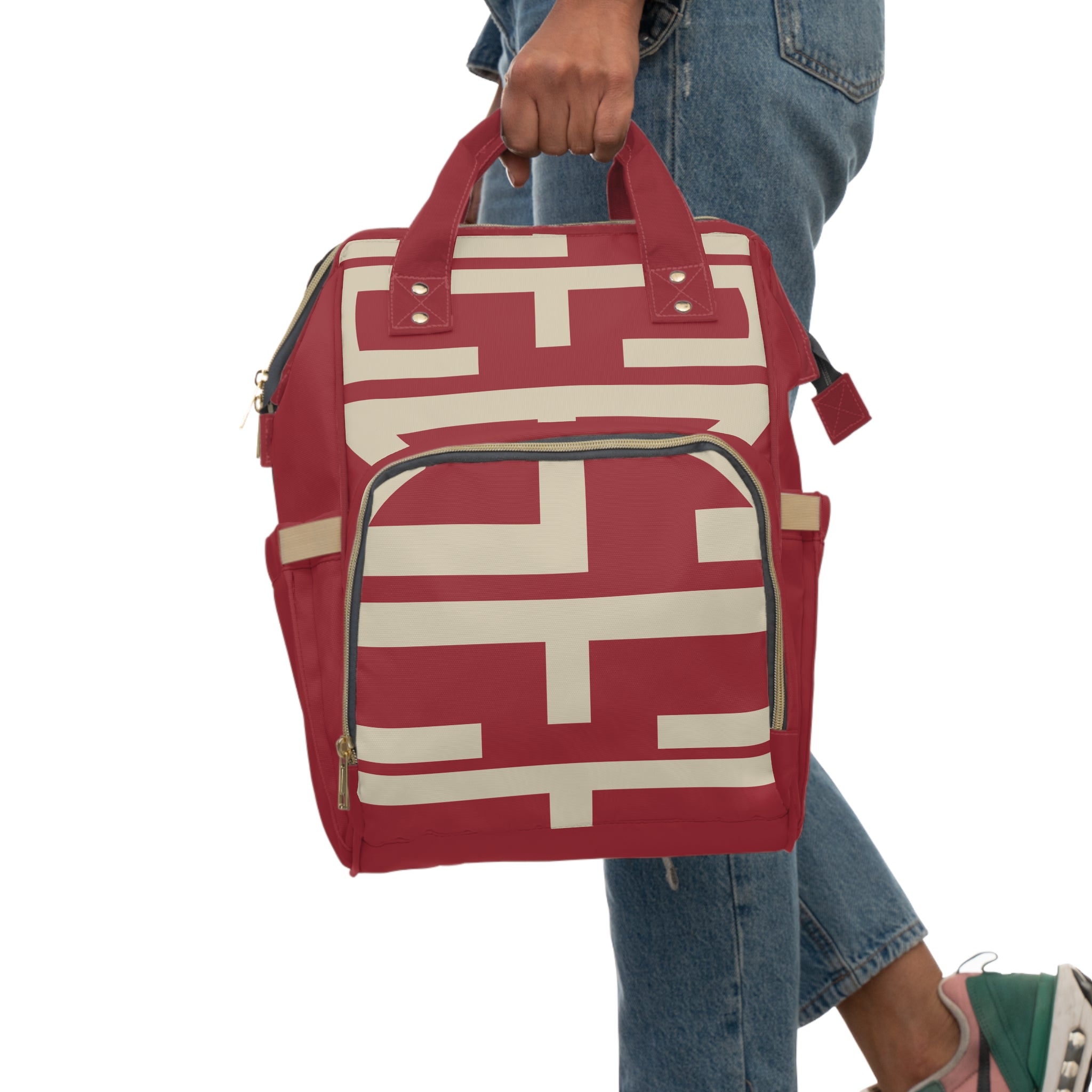 Signia Block Commuter Backpack, Red & Cream