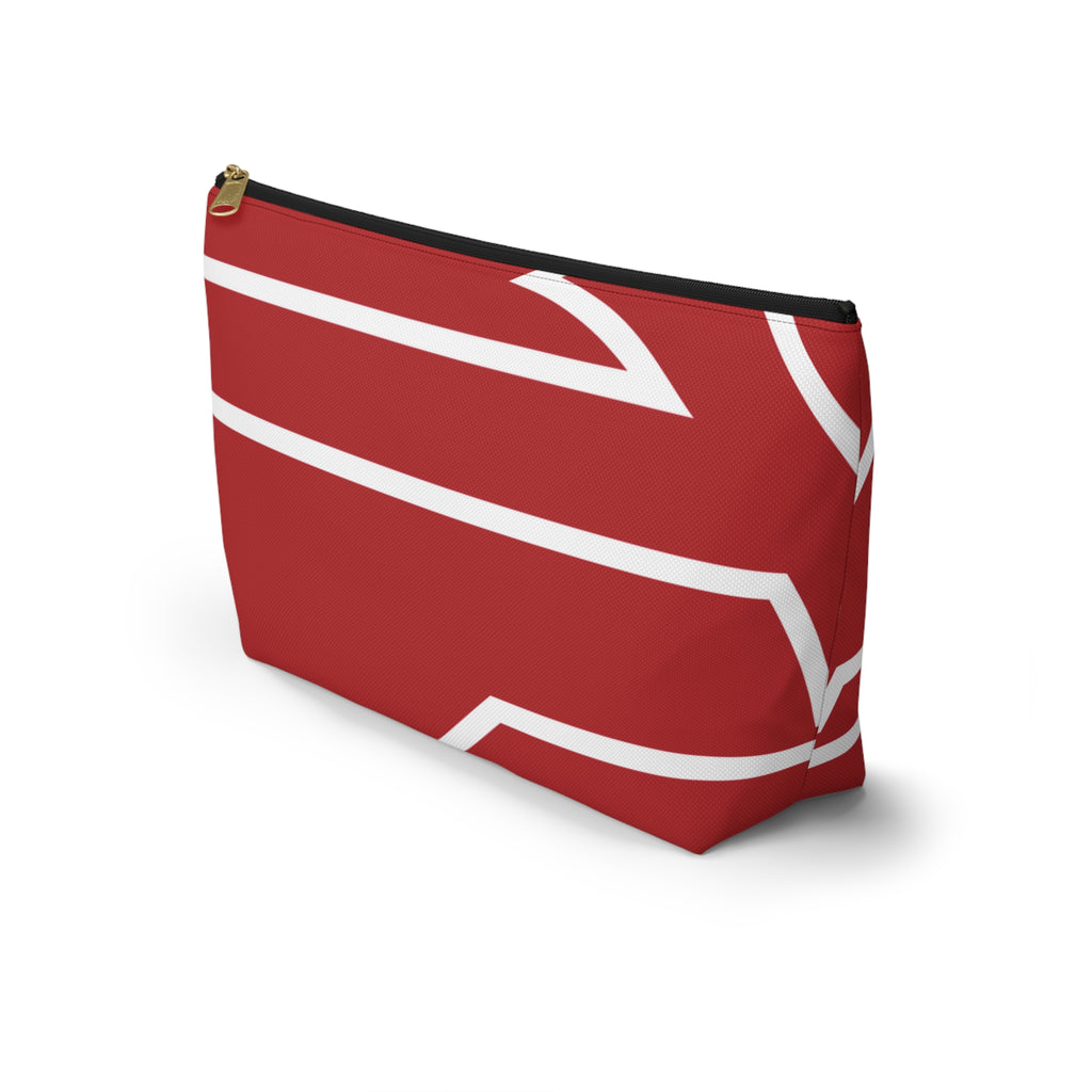 The Signia Custom Monogram Geometric T-Bottom Multipurpose Organizer Toiletry Travel Pouch, Red/White