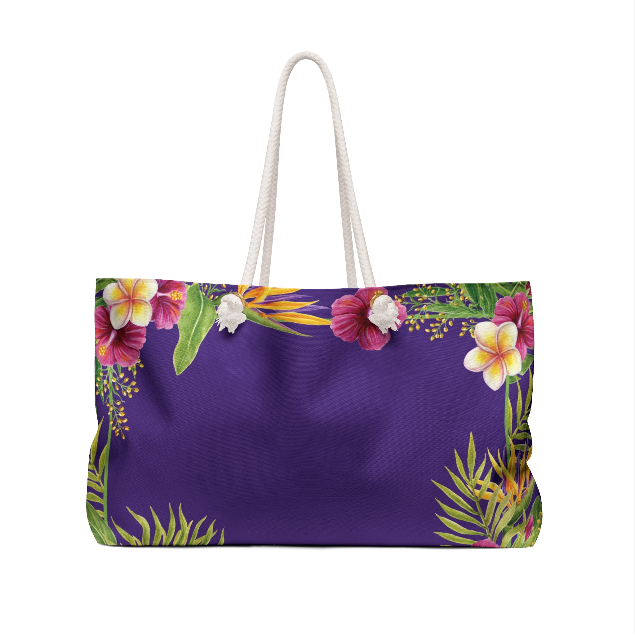 Tropical Brown Beauty Packable Oversized Multipurpose Weekender Bag, Carryall Tote, Beach Bag, Multicolor/Purple