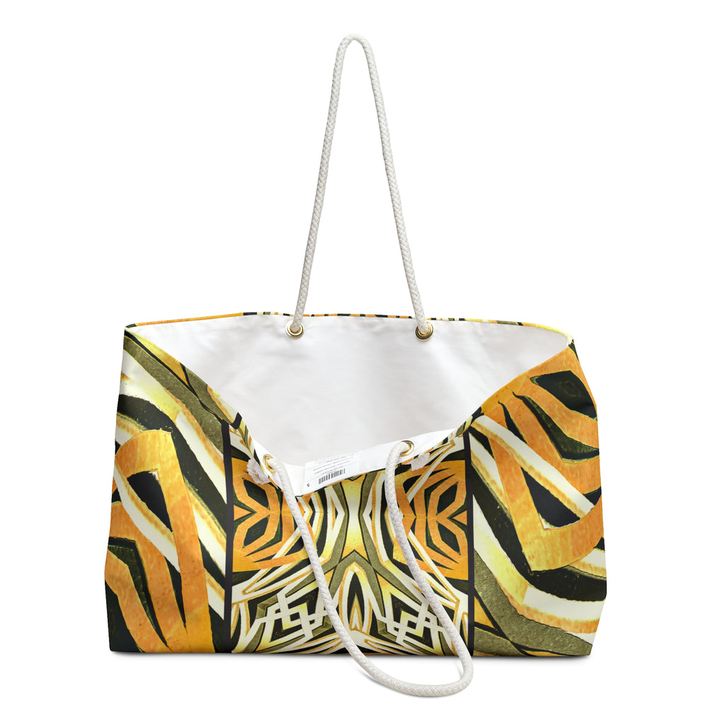Zebra Sunrise Print Packable Oversized Multipurpose Weekender Bag, Carryall Tote, Beach Bag, Orange/Yellow