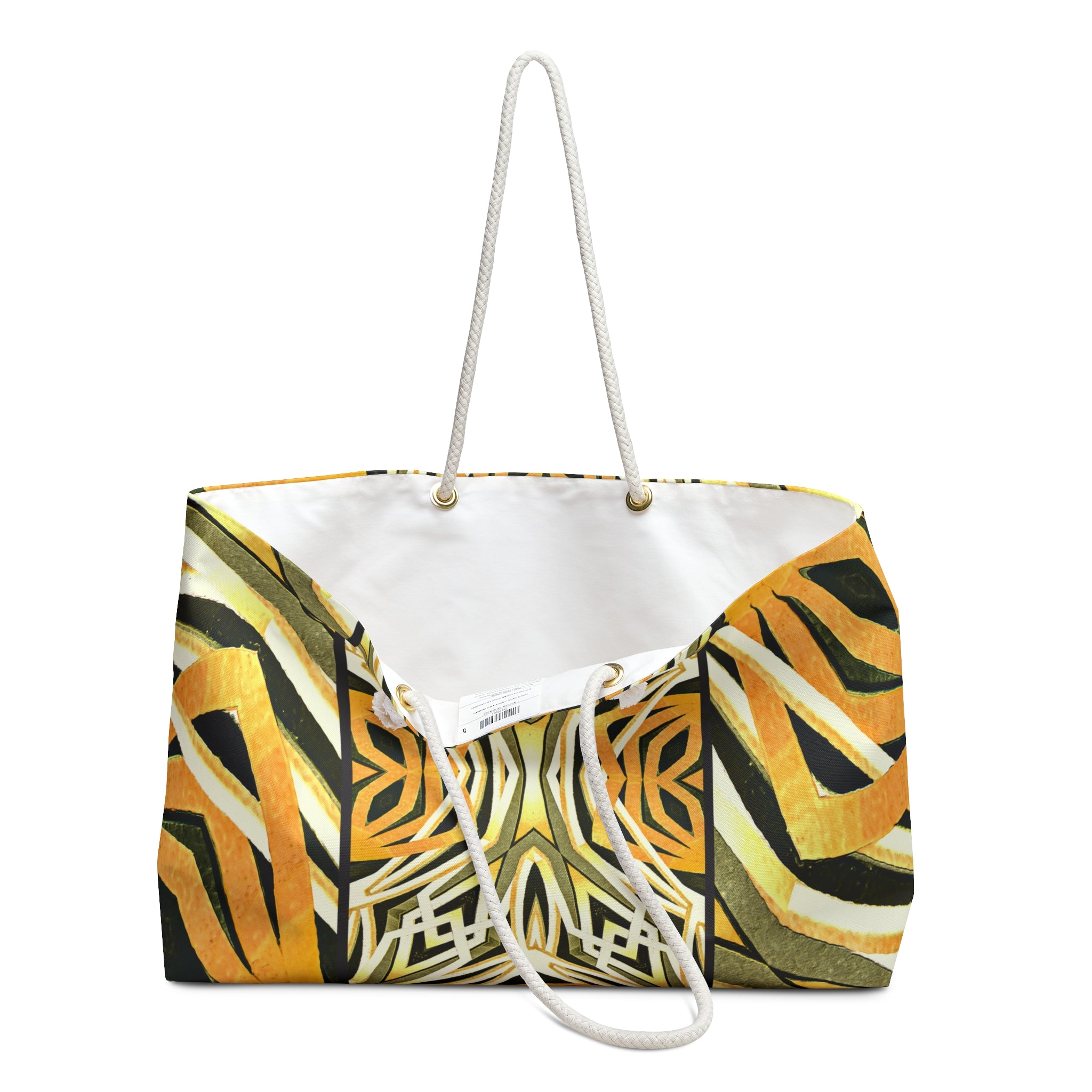 Zebra Sunrise Print Packable Oversized Multipurpose Weekender Bag, Carryall Tote, Beach Bag, Orange/Yellow