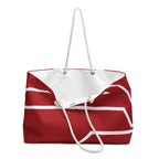 The Signia Custom Monogram Geometric Packable Oversized Multipurpose Weekender Bag, Carryall Tote, Beach Bag, Red/White
