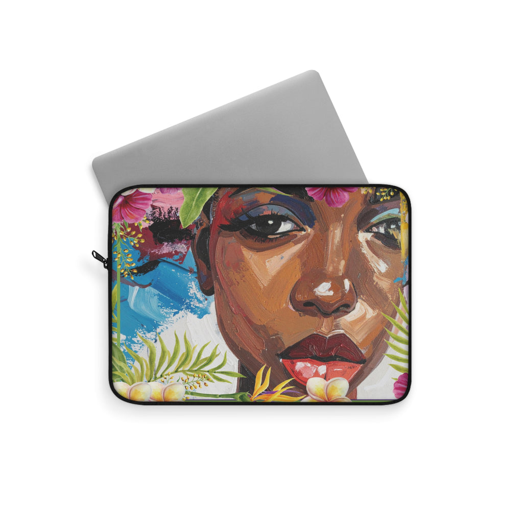 Tropical Brown Beauty Portrait Laptop Sleeve, Multicolor