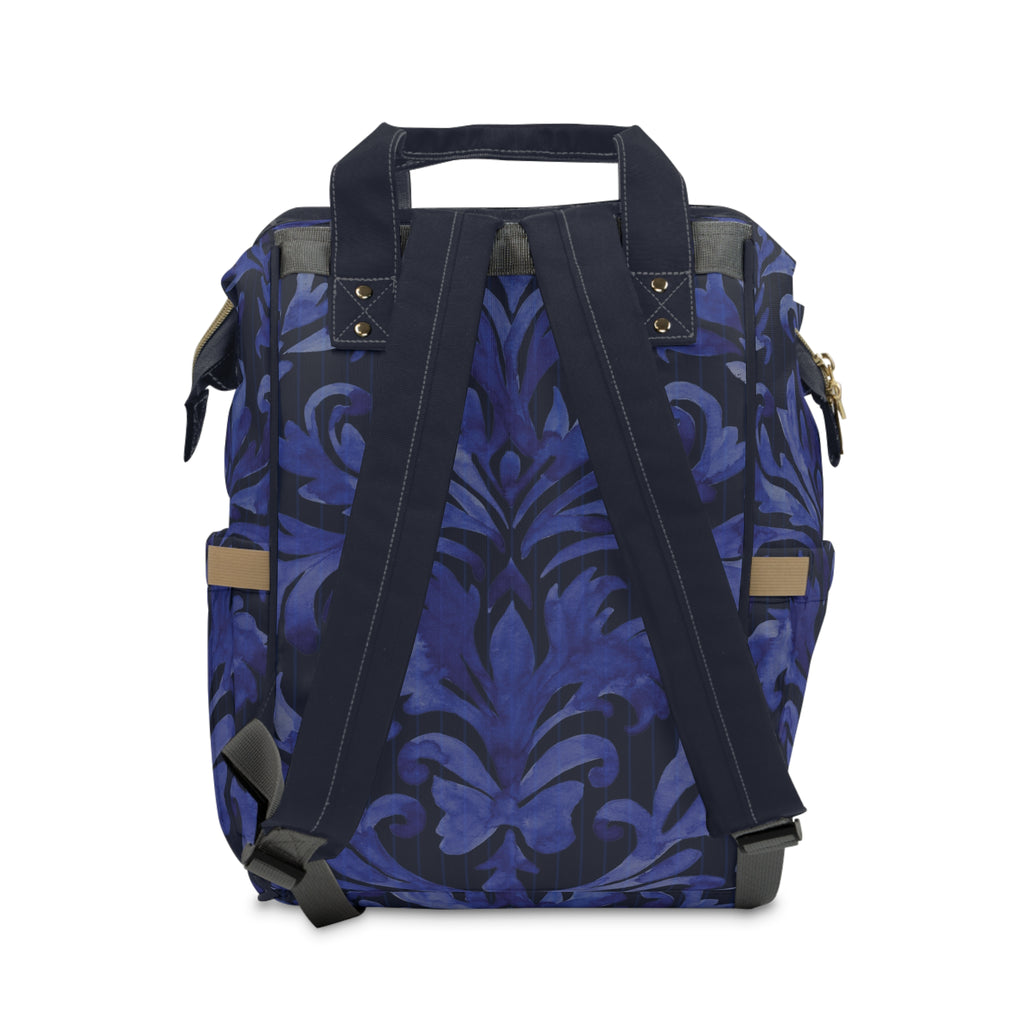 Blue Damask Pinstripe Collection | Nylon Multifunctional Backpack Carryon