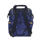 Blue Damask Pinstripe Collection | Nylon Multifunctional Backpack Carryon