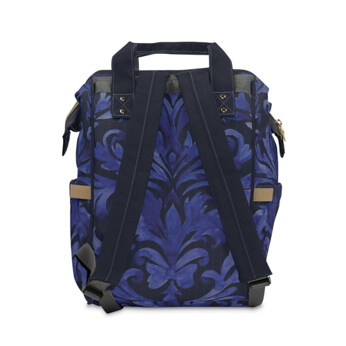 Blue Damask Pinstripe Collection | Nylon Multifunctional Backpack Carryon