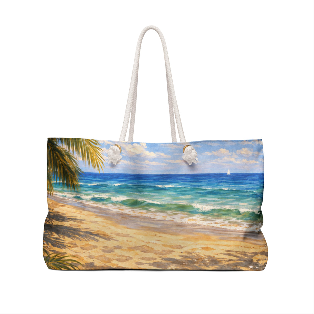 Tropical Seaside Packable Carryall Beach Tote
