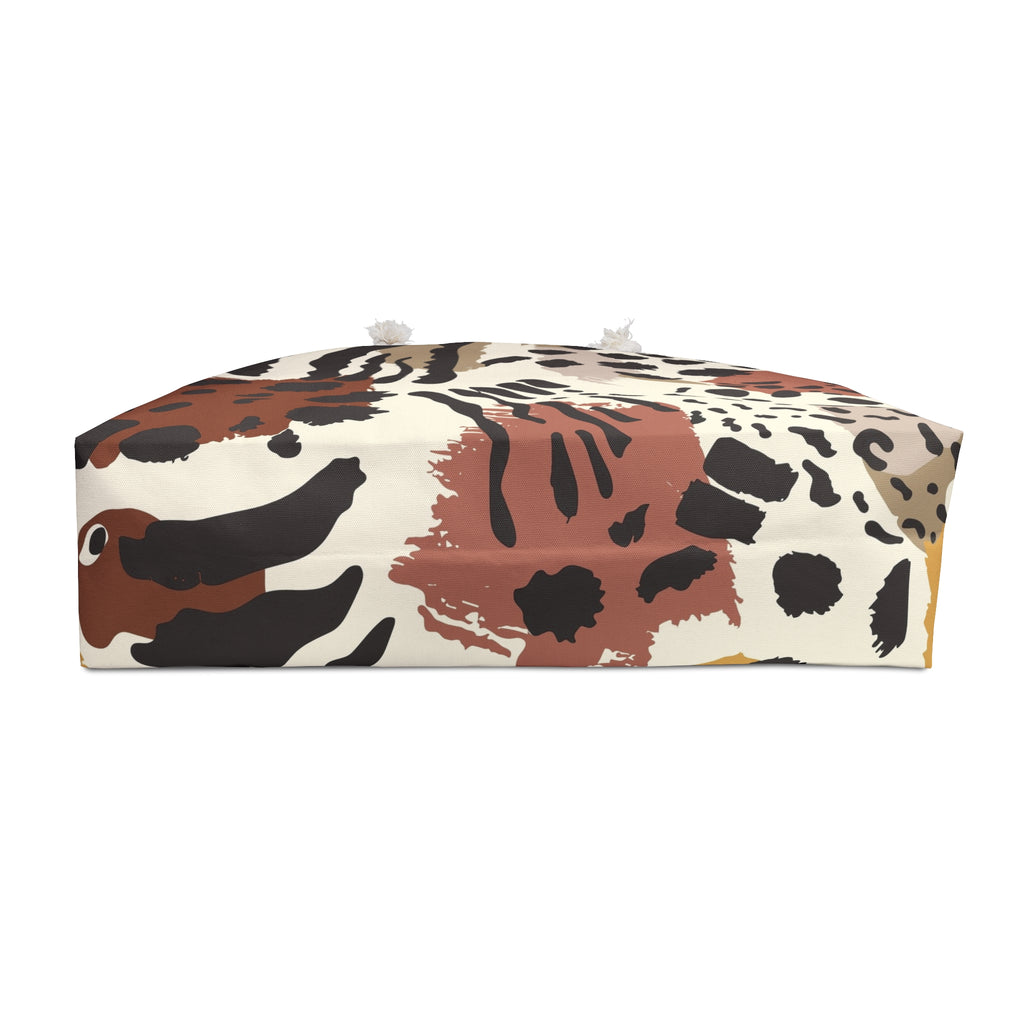 Leopard Zebra Pattern Packable Oversized Multipurpose Weekender Bag, Carryall Tote, Beach Bag, Multicolor