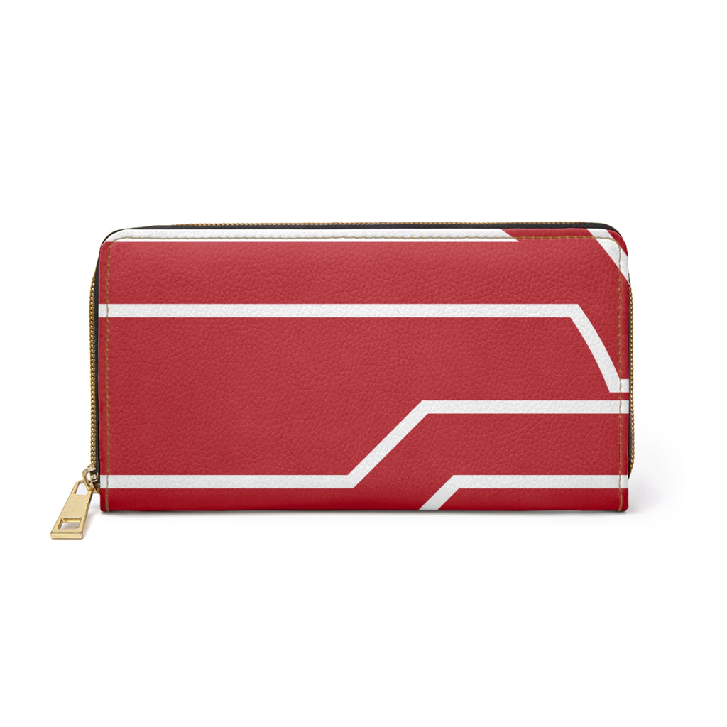 The Signia Custom Monogram Geometric Zipper Wallet, Red/White