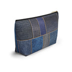 Denim Patchwork T-Bottom Multipurpose Organizer Toiletry Travel Pouch, Blue