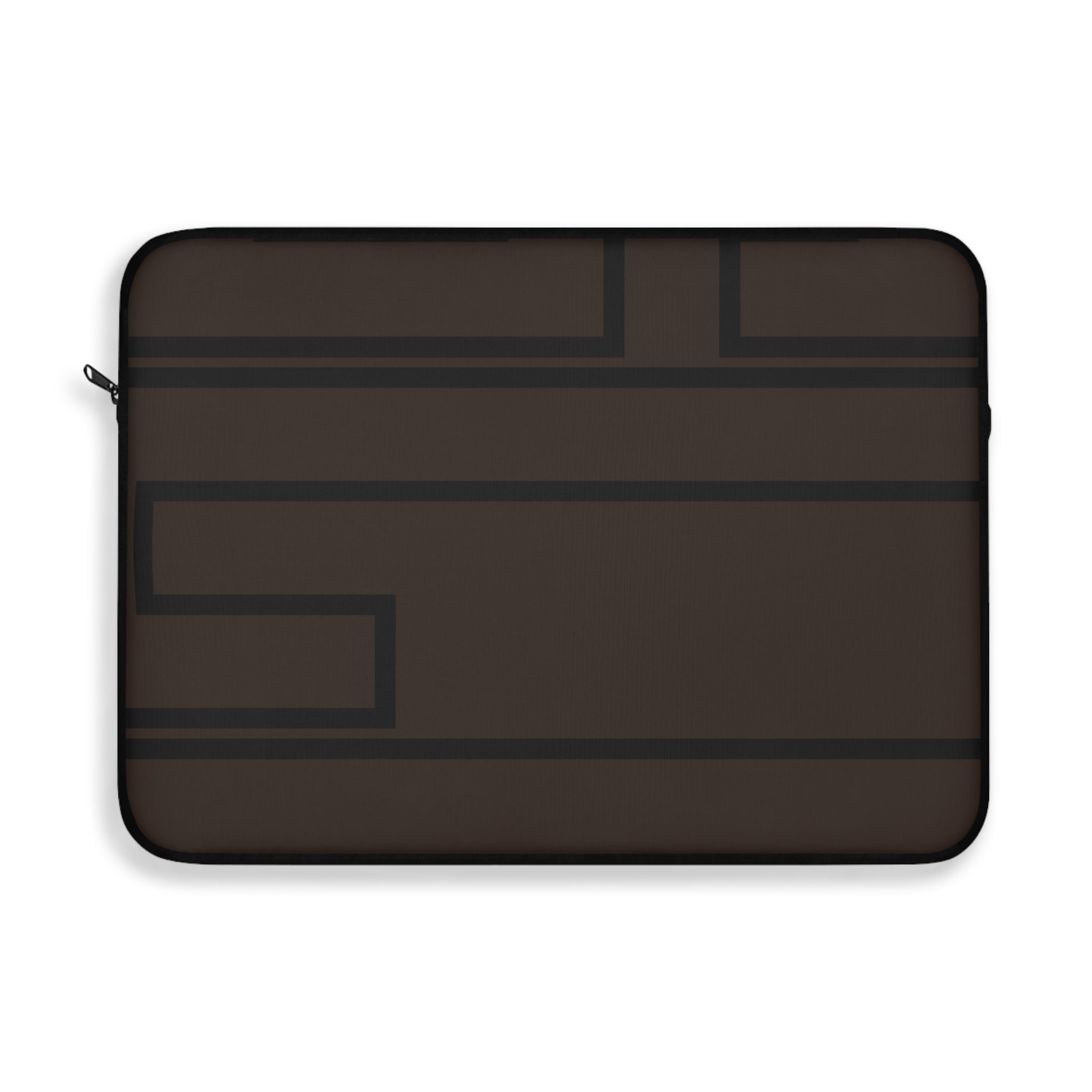 The Signia Custom Monogram Geometric Laptop Sleeve Modern Protective Case, Brown/Black