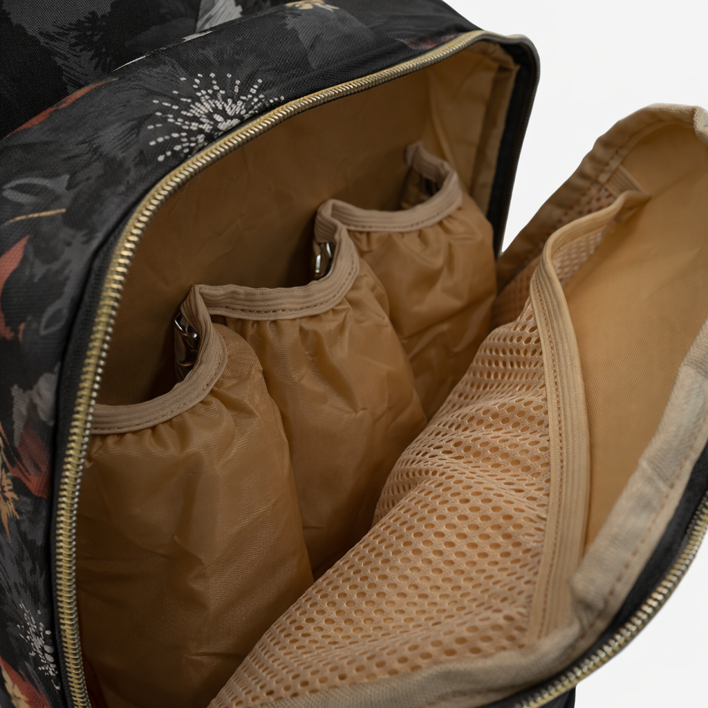 Floral Noir Nylon Multifunctional Travel Backpack Carryon