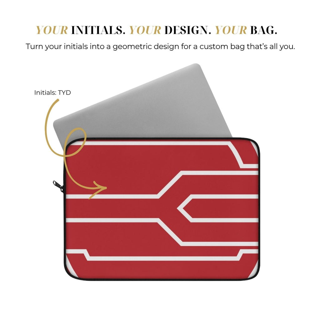 Red & White Personalized Slim Padded Laptop Sleeve