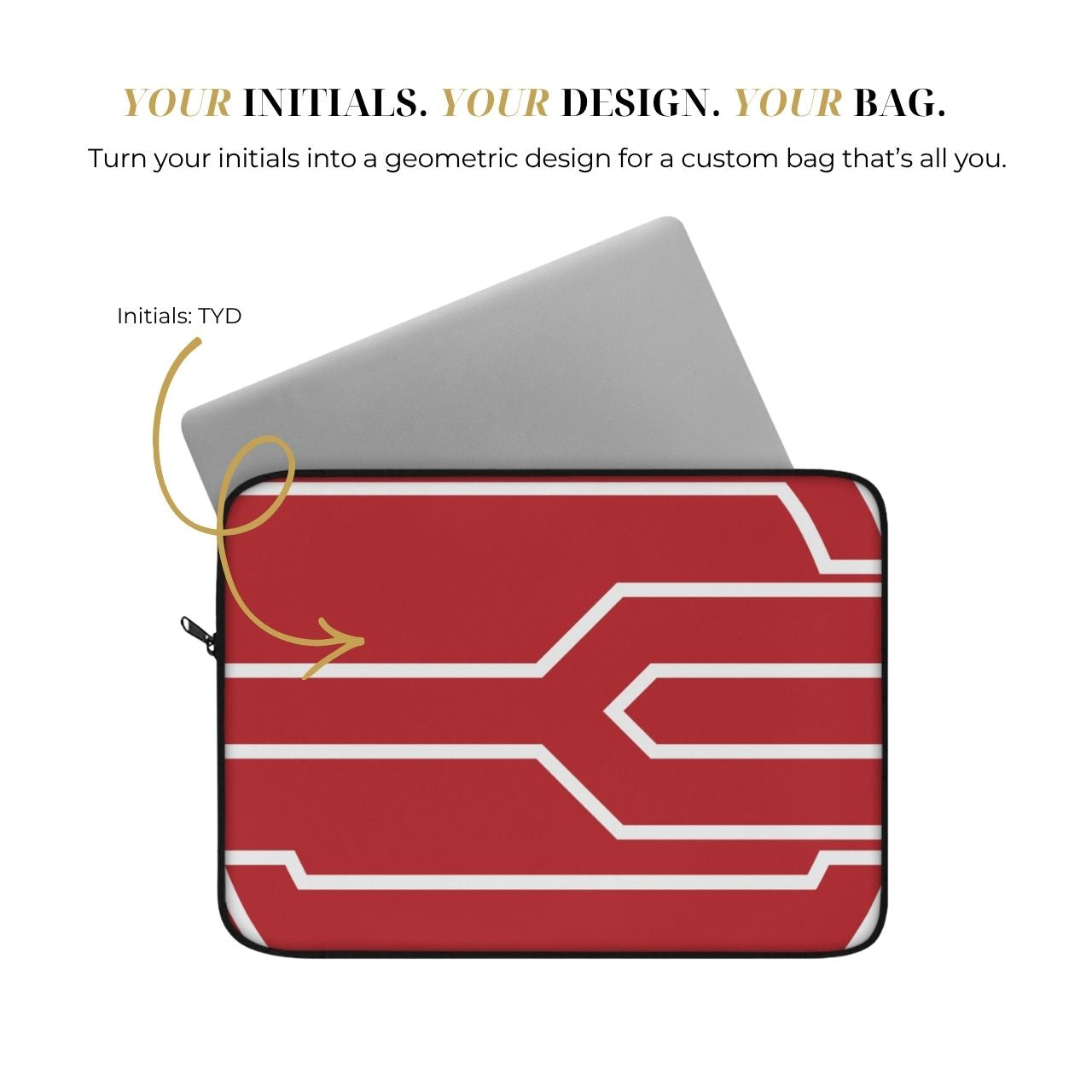Red & White Personalized Slim Padded Laptop Sleeve