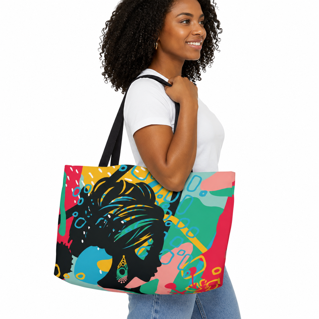 Sister in Bloom Oversized Packable Weekender Tote Bag, Personalization Available
