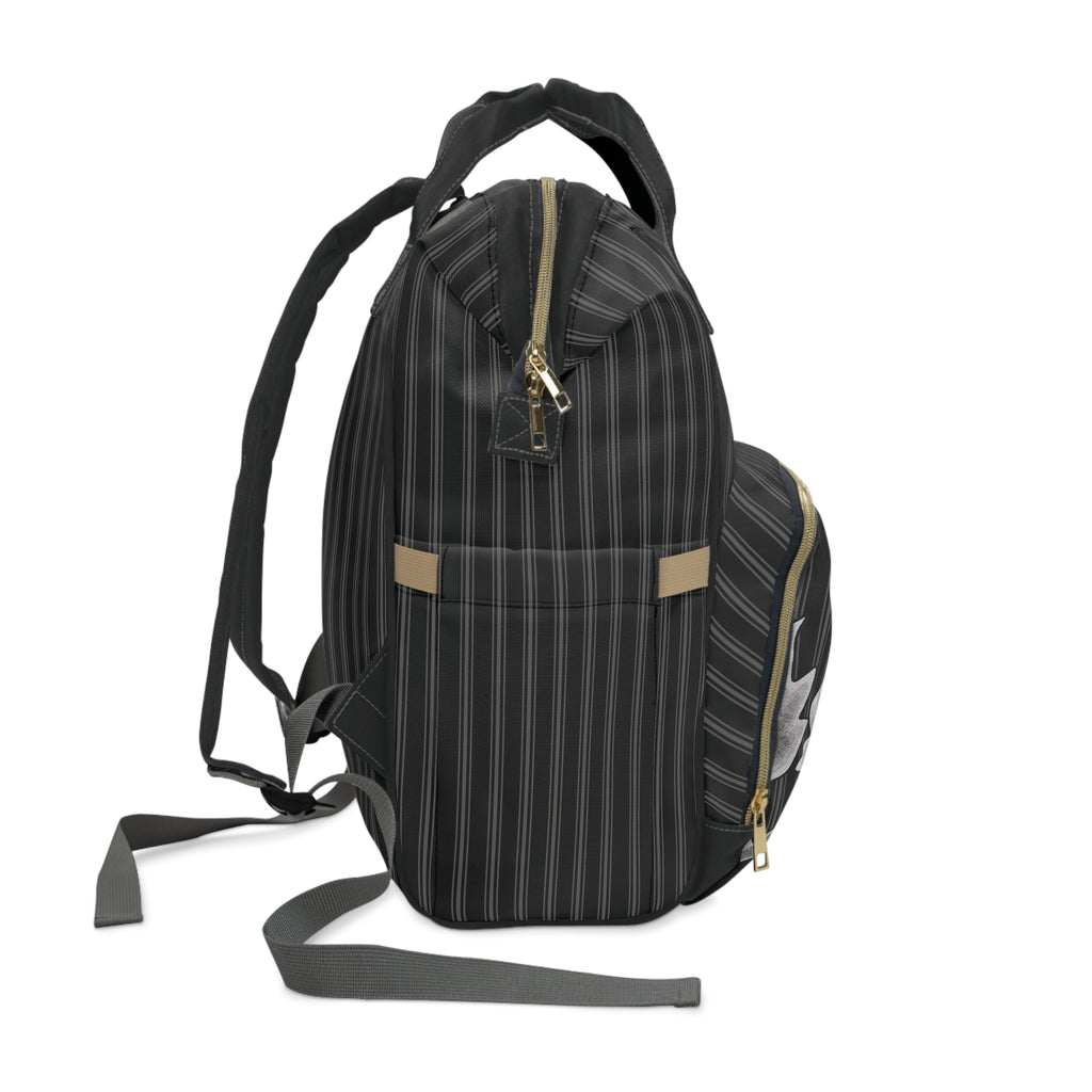 Gray Rose & Pinstripe Collection Multifunctional Backpack Carryon, Gray/Black