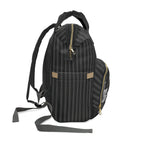 Gray Rose & Pinstripe Collection Multifunctional Backpack Carryon, Gray/Black