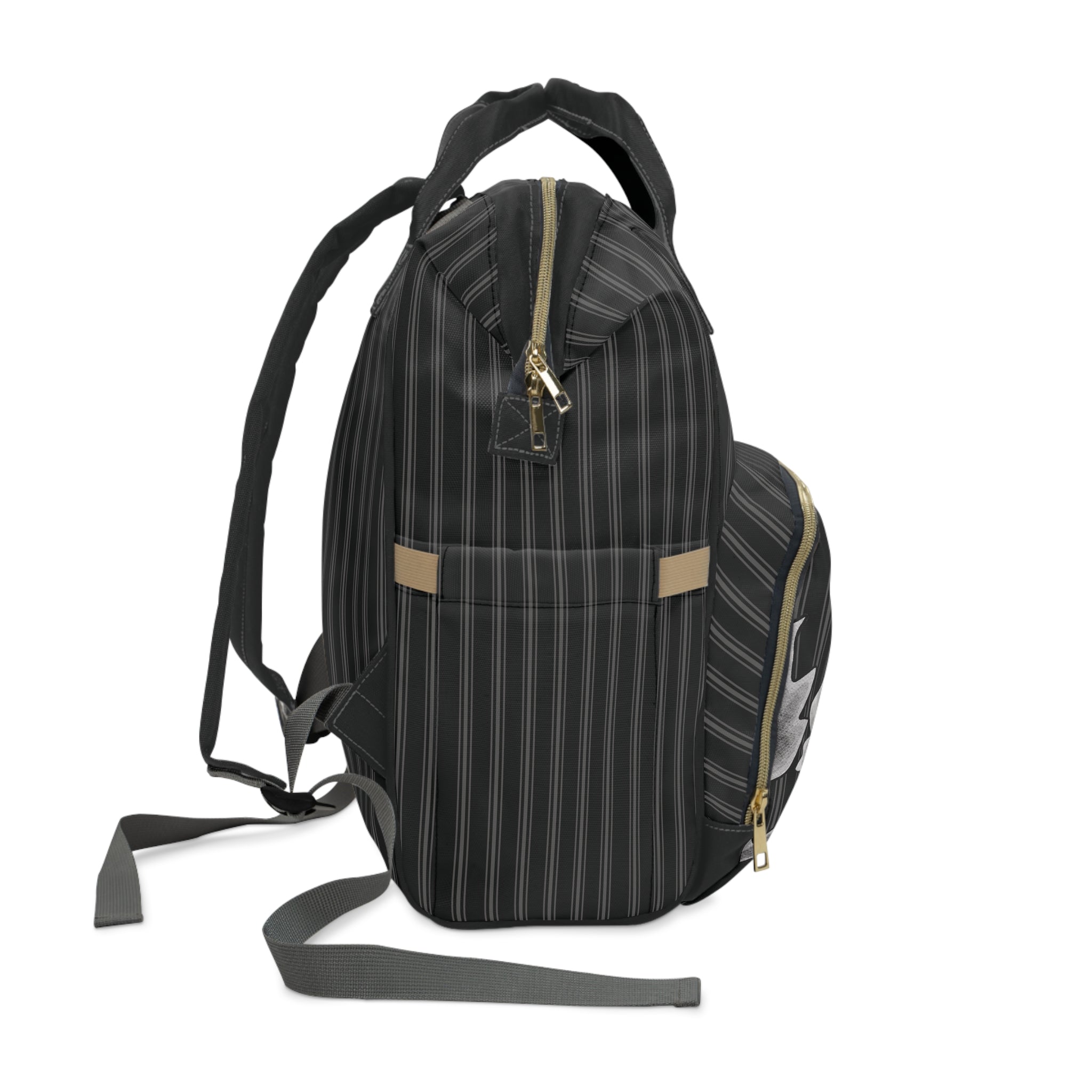 Gray Rose & Pinstripe Collection Multifunctional Backpack Carryon, Gray/Black