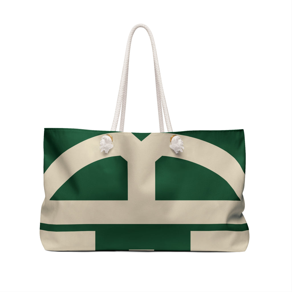 Signia Block Packable Tote, Dark Green & Cream